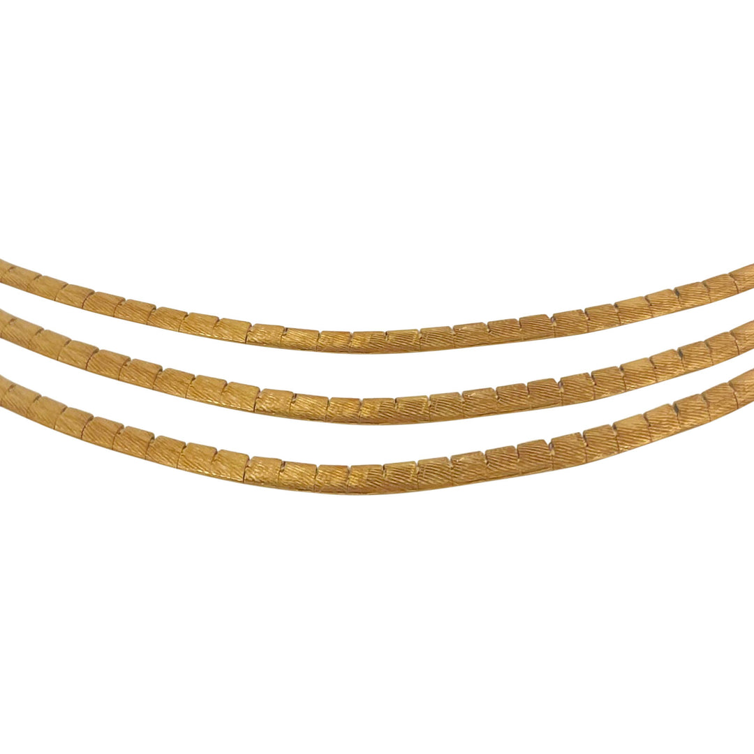 18k Yellow Gold & Topaz 42.6g Vintage Multi Strand Satin Finish Necklace 17"