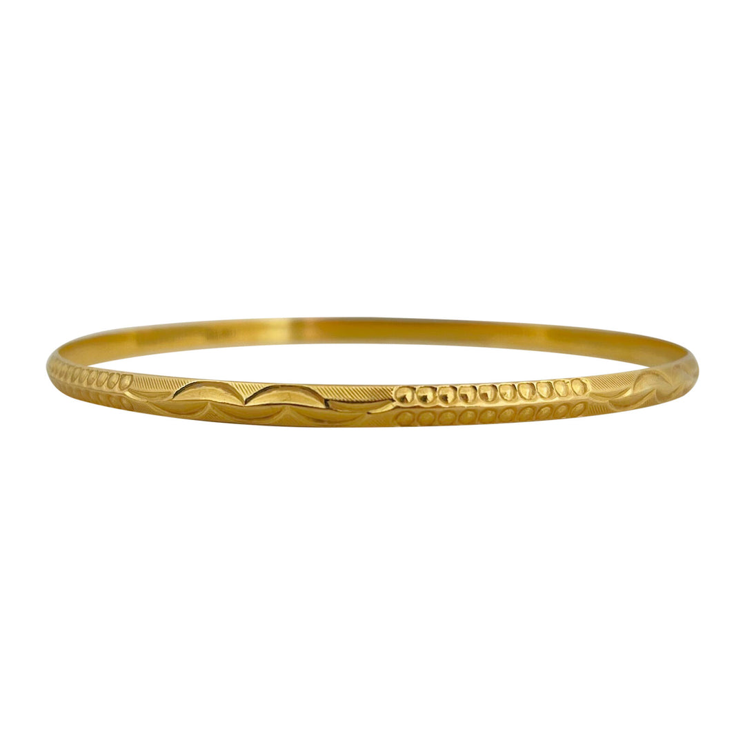 Pair of 22k Yellow Gold 22.6g Solid Beaded Diamond Cut Bangle Bracelets 8"