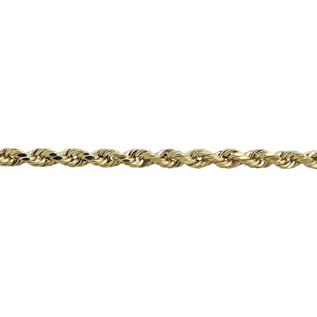 14k Yellow Gold 4.6g Hollow Men's 3.5mm Rope Bracelet Peru 9"