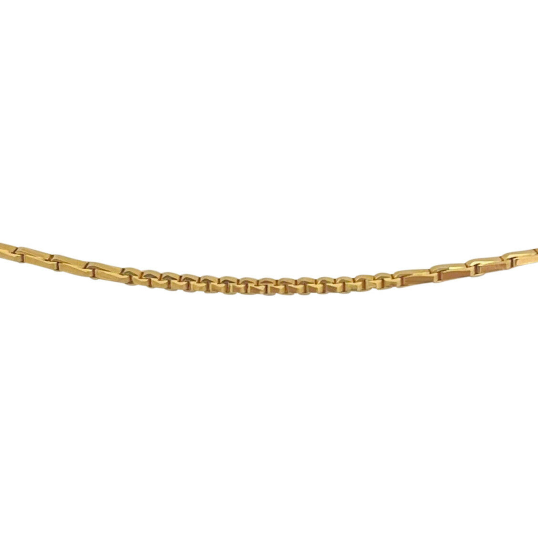 22k Yellow Gold 8.1g Solid Thin 1.5mm Fancy Box Link Chain Necklace 18.5"