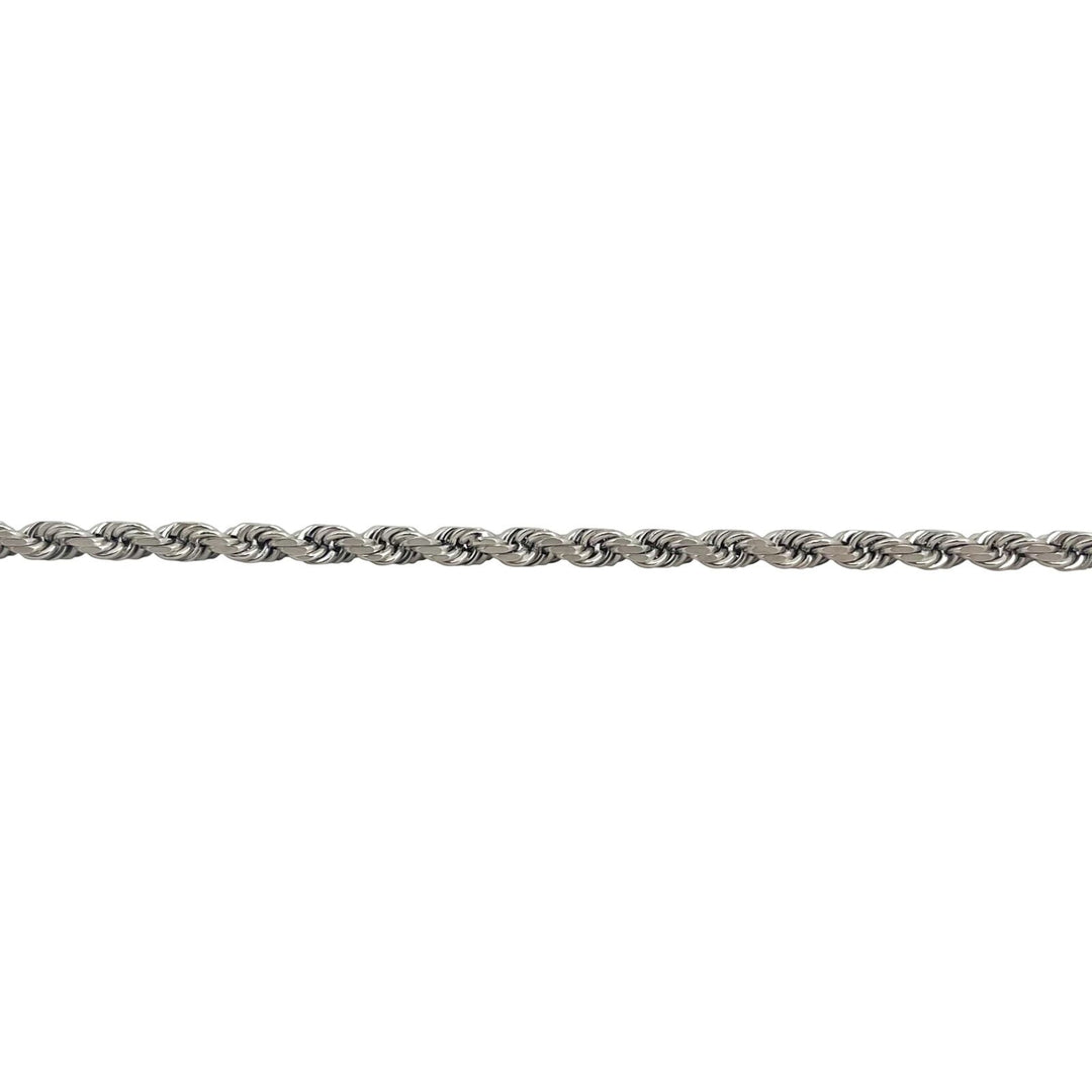 14k White Gold 26.2g Solid Diamond Cut 3.5mm Rope Chain Necklace 20"