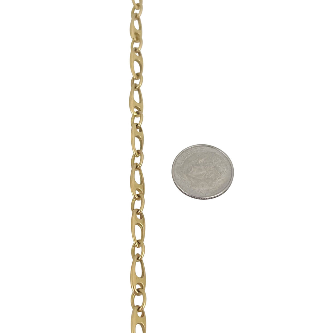 19k Portuguese Yellow Gold 9.7g Ladies 4.5mm Fancy Link Bracelet 7.5"