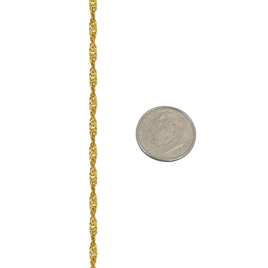 24k Pure Yellow Gold 7.2g Solid Thin 2.5mm Twisted Curb Link Chain Necklace 17"