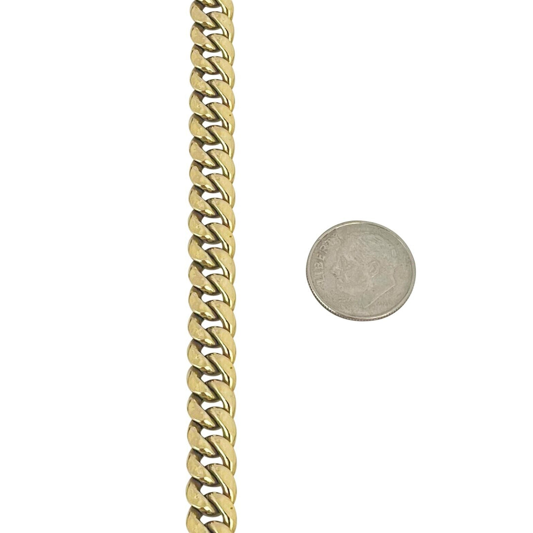 10k Yellow Gold 23.3g Hollow 6.5mm Cuban Curb Link Chain Necklace Italy 22"