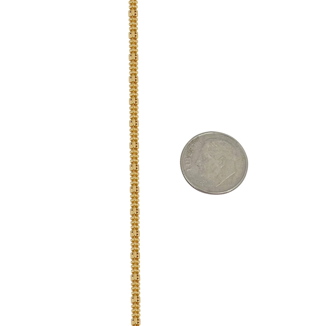 22k Yellow Gold 12.2g Ladies 2.5mm Beaded Fancy Link Necklace 18"