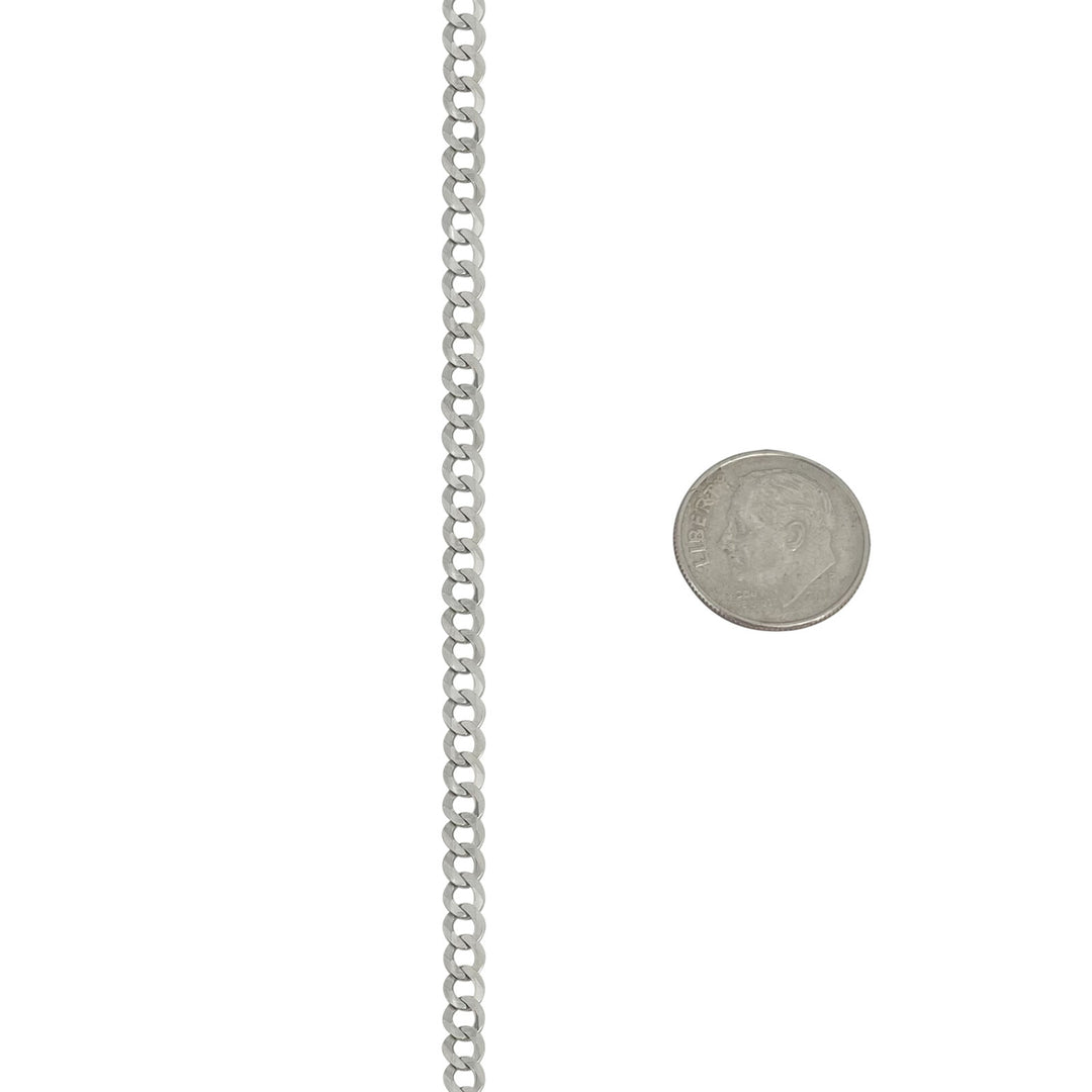 10k White Gold 8.2g Hollow Flat 3.5mm Curb Link Chain Necklace 24"