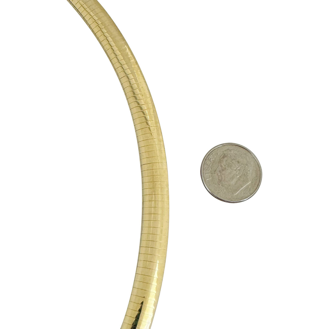 14k Yellow Gold 52.3g Solid Heavy 8mm Omega Link Necklace Italy 16"
