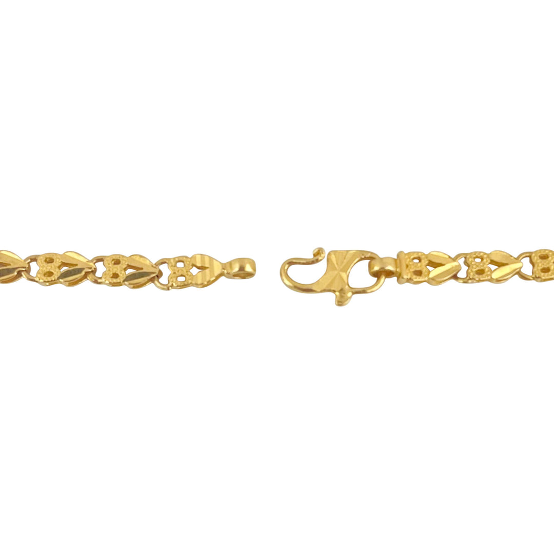 22k Yellow Gold 20.4g Diamond Cut 3.5mm Fancy Heart Link Chain Necklace 26"