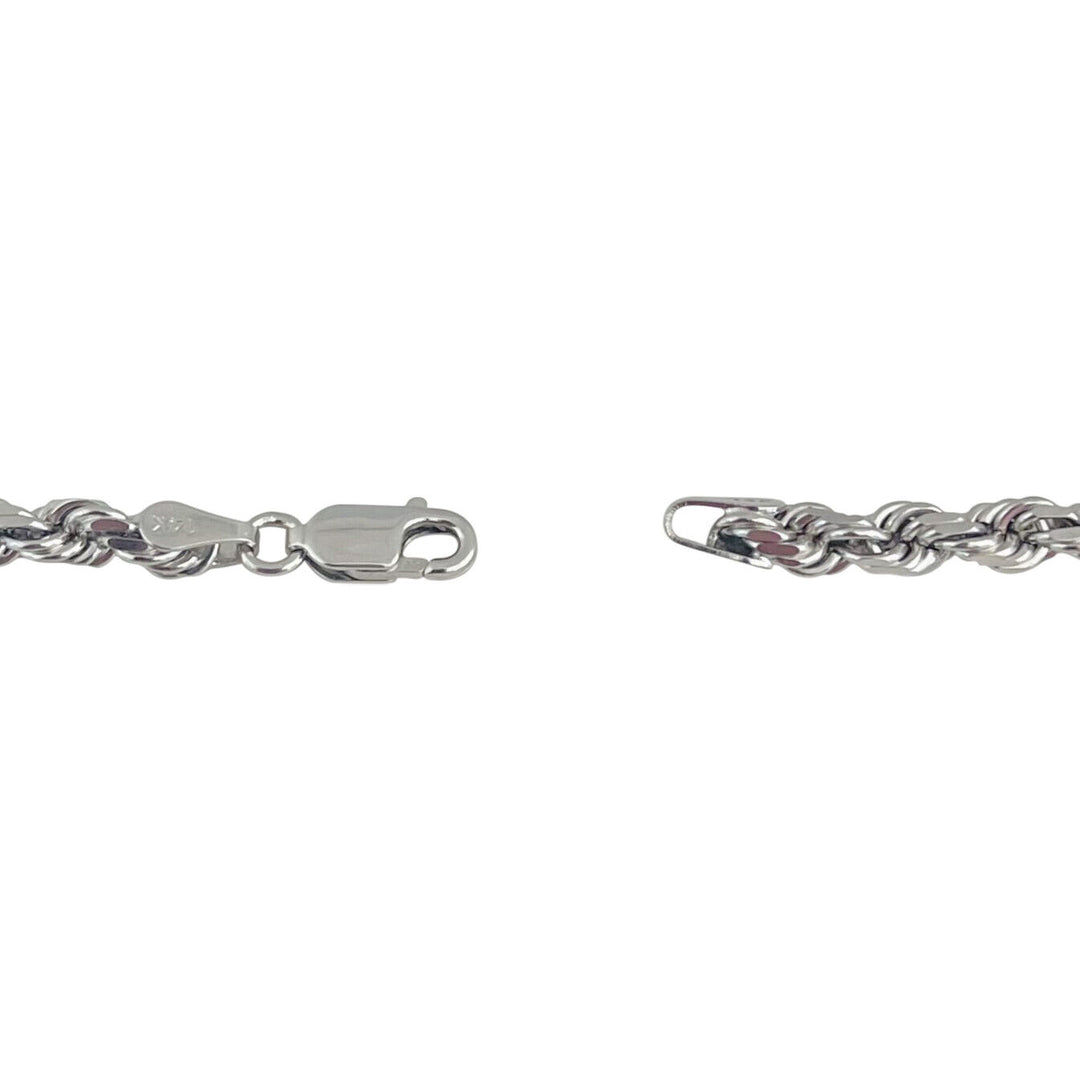 14k White Gold 26.2g Solid Diamond Cut 3.5mm Rope Chain Necklace 20"