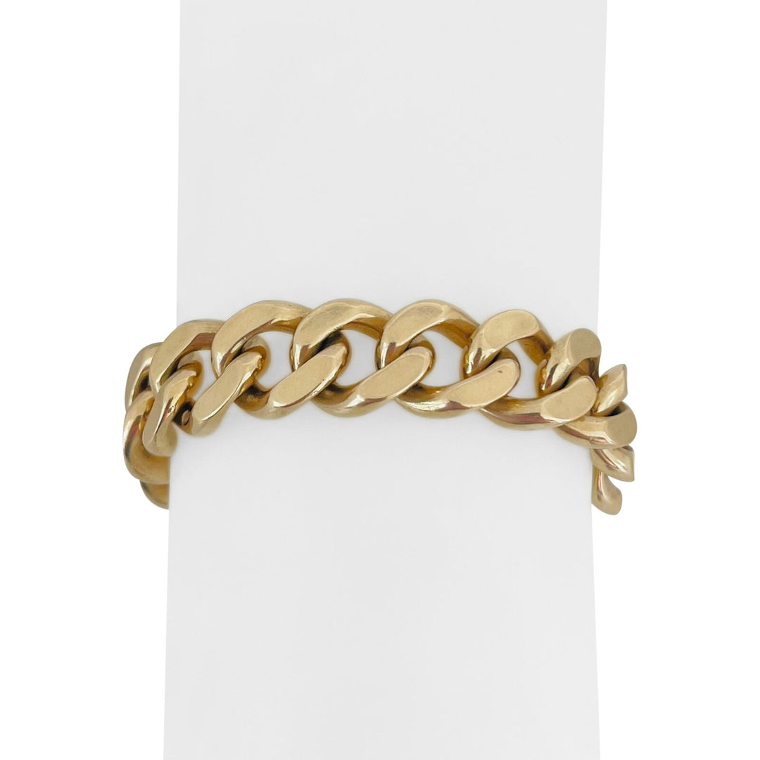 14k Yellow Gold 72.9g Solid Heavy 13mm Curb Link Bracelet 7.25"