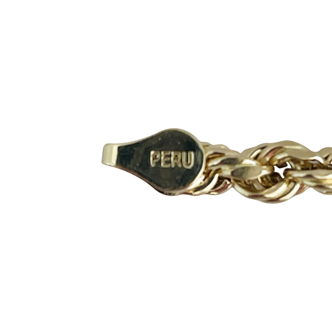 14k Yellow Gold 4.6g Hollow Men's 3.5mm Rope Bracelet Peru 9"