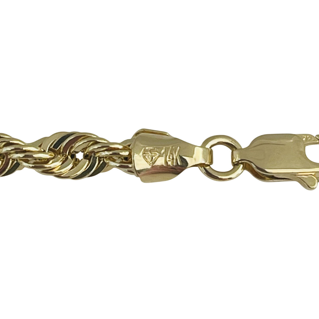 14k Yellow Gold 8.6g Hollow Light 4mm Rope Chain Necklace Turkey 22"