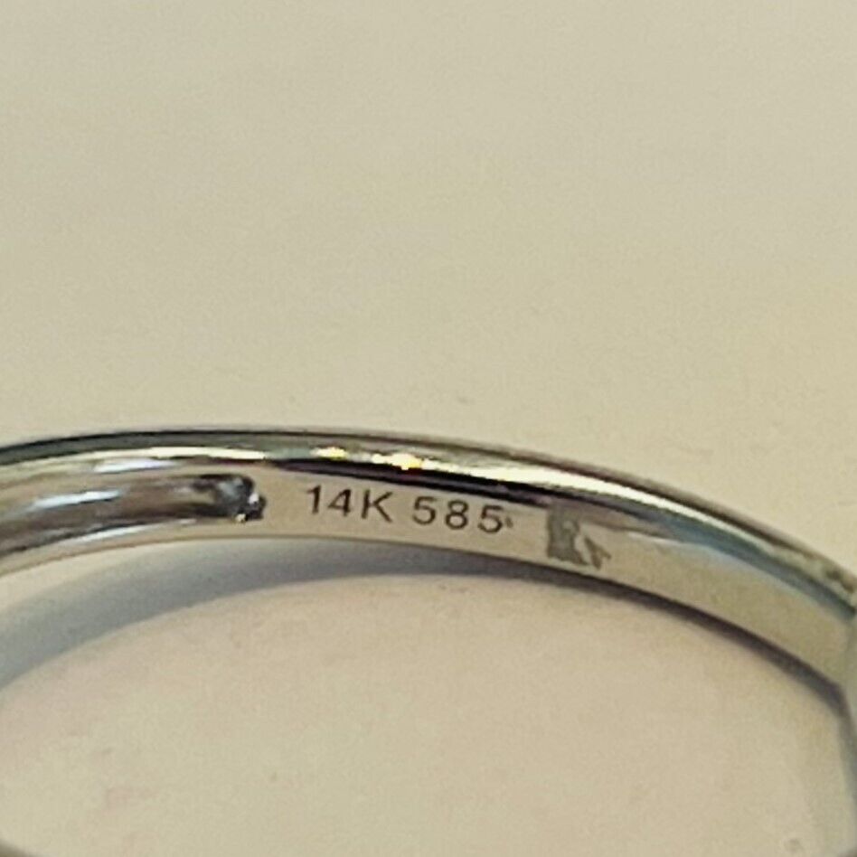 Brand New 14k White Gold Opal and Diamond Halo Ring Size 6.5
