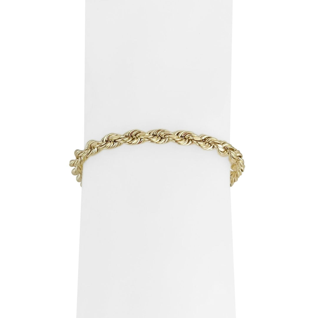 14k Yellow Gold 4.6g Hollow Men's 3.5mm Rope Bracelet Peru 9"