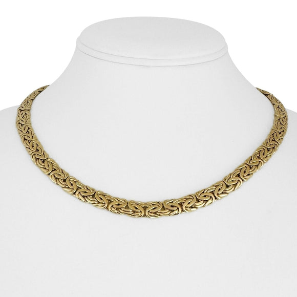 14k Yellow Gold 17.8g Ladies Polished 7.5mm Byzantine Link Necklace Turkey 17