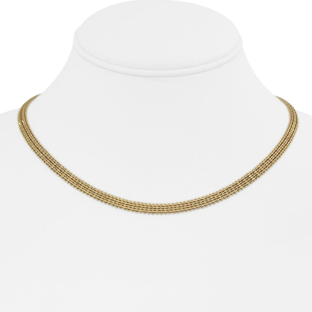 14k Yellow Gold 17g QVC Imperial Gold 5mm Beaded Mirror Bar Necklace Mexico 17"