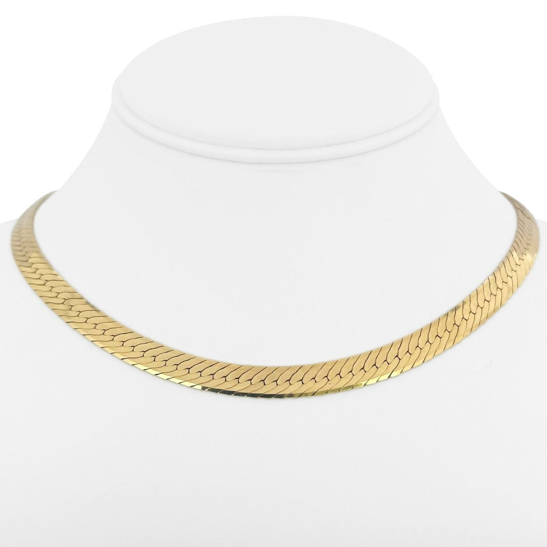14k Yellow Gold 22.3g Solid Thick 6.5mm Herringbone Link Necklace 16"