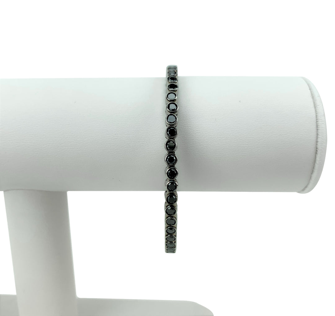 18k White Gold and 3.4ct Black Diamond Flex Bangle Bracelet