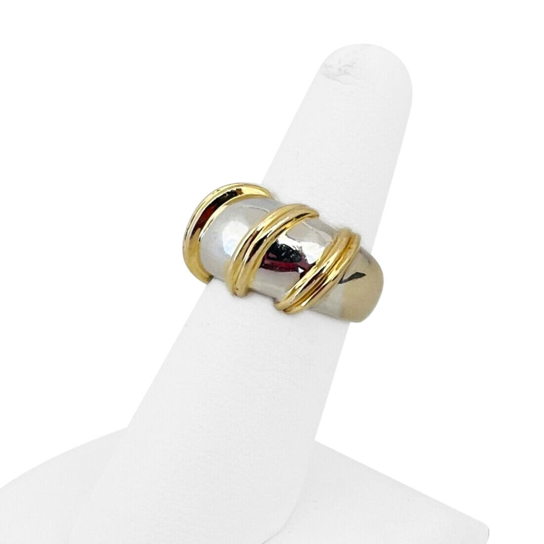 Roberto Coin 18k Yellow and White Gold Two Tone Half Band Ring Italy Size 5.5