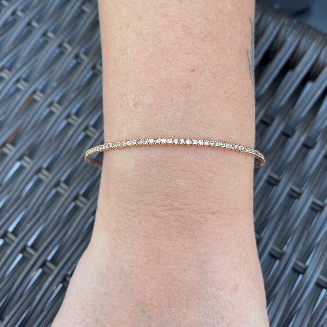 14k Rose Gold 2.5cttw Diamond Ladies Bangle Bracelet 8.5"