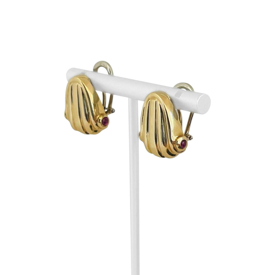 Cartier Vintage Mid Century 18k Yellow Gold and Ruby Earrings