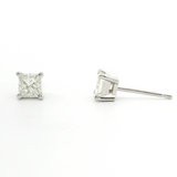 Brand New 5/8cttw Princess Cut Diamond Stud Earrings 14k White Gold