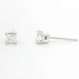 Brand New 1/3cttw Princess Cut Diamond Stud Earrings 14k White Gold