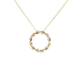 Brand New 14k Yellow Gold and Diamond Circle Pendant Necklace 18"