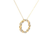 Brand New 14k Yellow Gold and Diamond Circle Pendant Necklace 18"