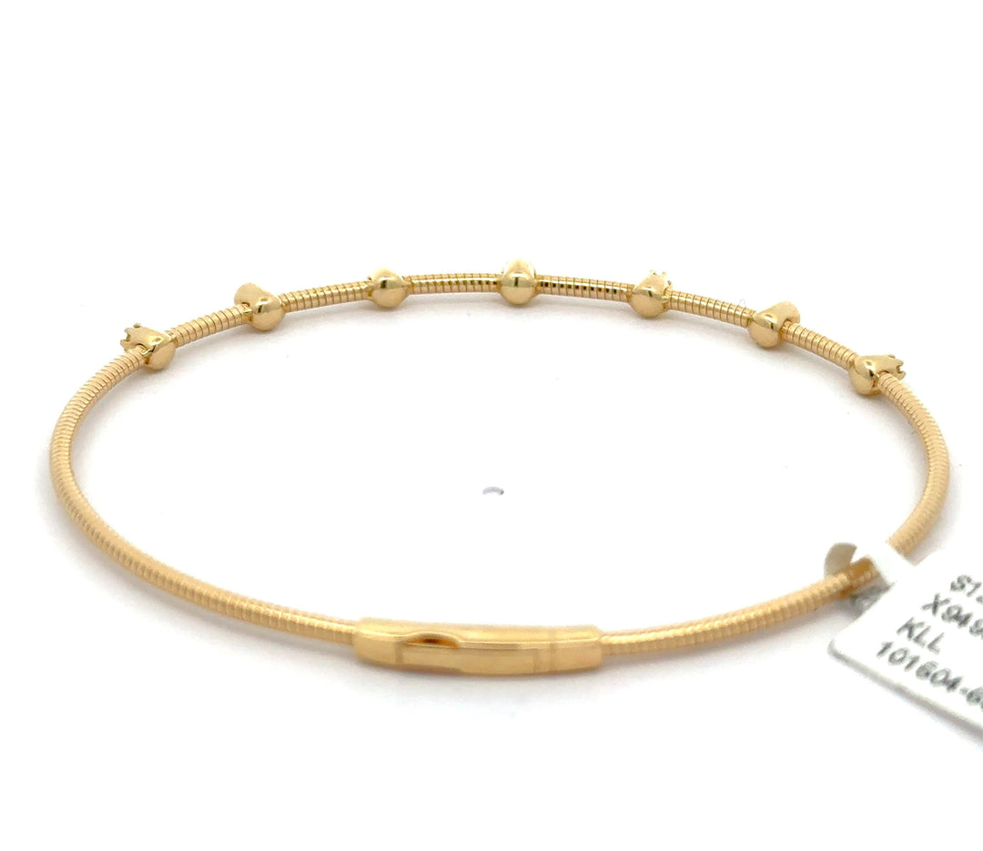 Brand New 14k Yellow Gold and Bezel Set Diamond Bangle Bracelet 7"