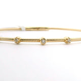 Brand New 14k Yellow Gold and Bezel Set Diamond Bangle Bracelet 7"