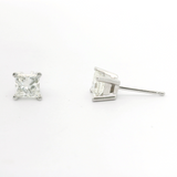 Brand New 1cttw Princess Cut Diamond Stud Earrings 14k White Gold