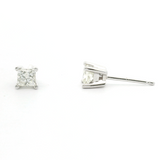 Brand New 1/2cttw Princess Cut Diamond Stud Earrings 14k White Gold