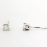 Brand New 1/4cttw Princess Cut Diamond Stud Earrings 14k White Gold