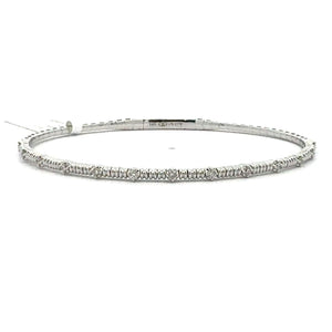 Brand New 14k White Gold and Diamond Bangle Bracelet 6.5"