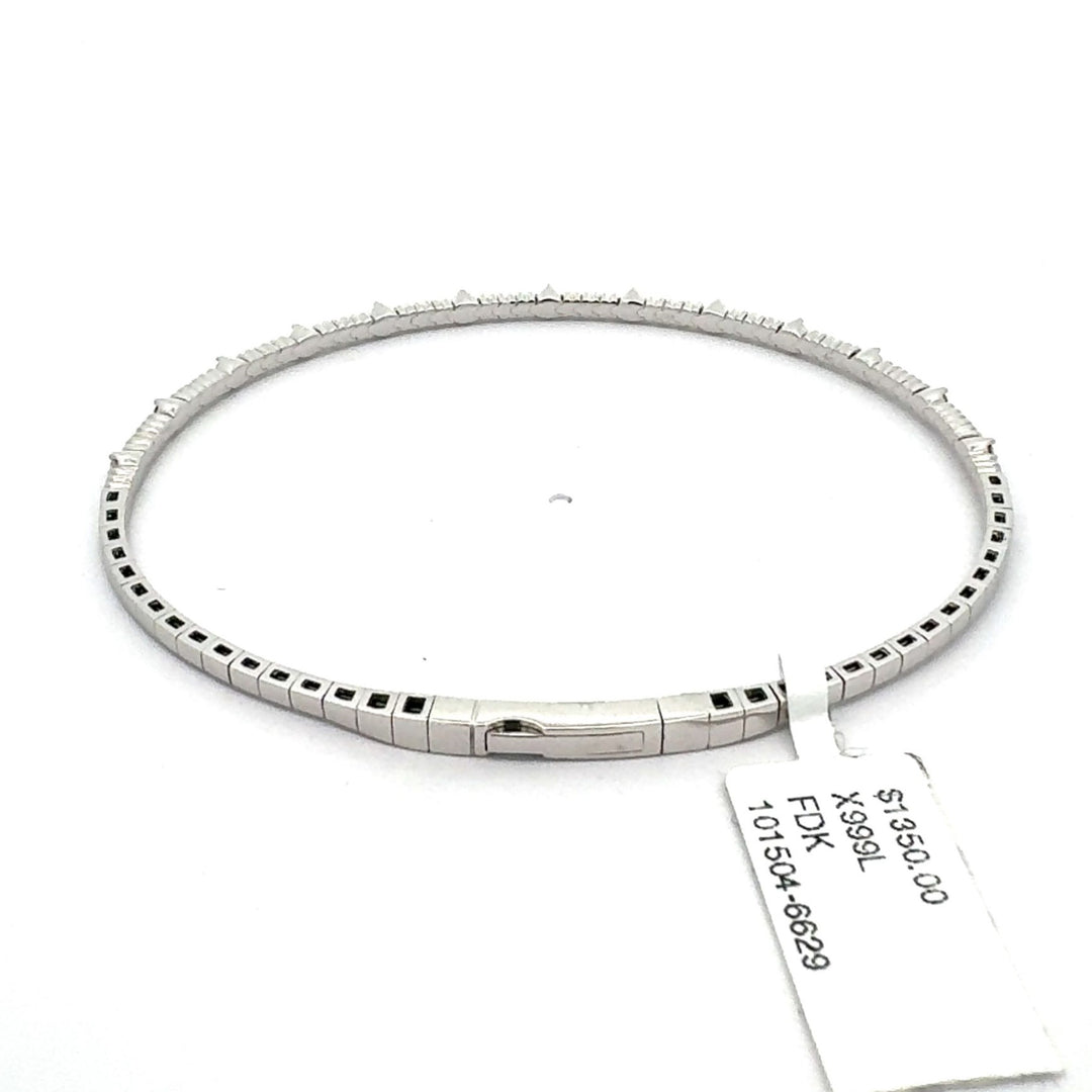 Brand New 14k White Gold and Diamond Bangle Bracelet 6.5"