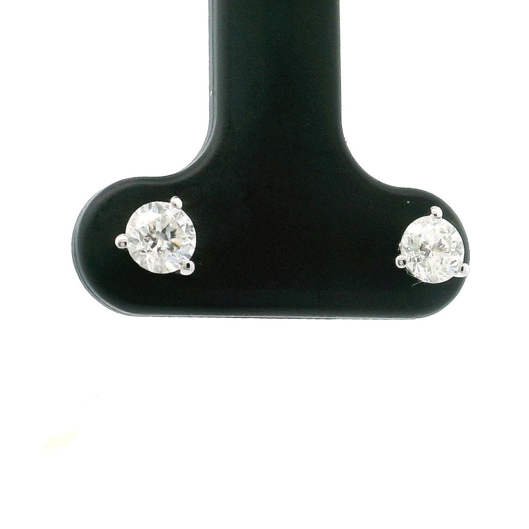 Brand New 1/2cttw Round Brilliant Diamond Stud Earrings 14k White Gold