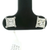 Brand New 1.5cttw Princess Cut Diamond Stud Earrings 14k White Gold