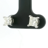 Brand New 1.5cttw Princess Cut Diamond Stud Earrings 14k White Gold