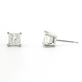 Brand New 1.5cttw Princess Cut Diamond Stud Earrings 14k White Gold