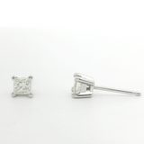 Brand New 3/8cttw Princess Cut Diamond Stud Earrings 14k White Gold