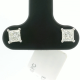 Brand New 3/4cttw Princess Cut Diamond Stud Earrings 14k White Gold