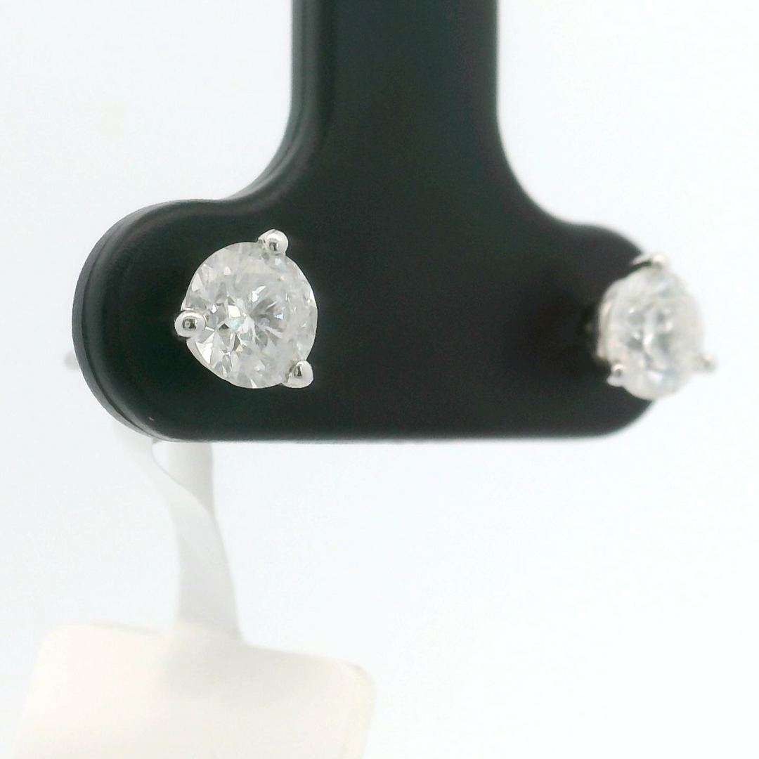 Brand New 3/4cttw Round Brilliant Diamond Stud Earrings 14k White Gold