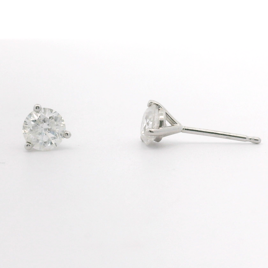 Brand New 3/4cttw Round Brilliant Diamond Stud Earrings 14k White Gold