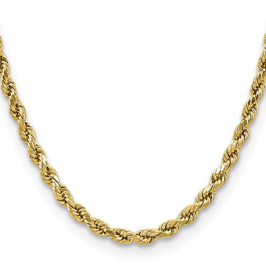 Brand New 10k Yellow Gold 5mm Semi Solid Diamond Cut Rope Chain Necklace 18"
