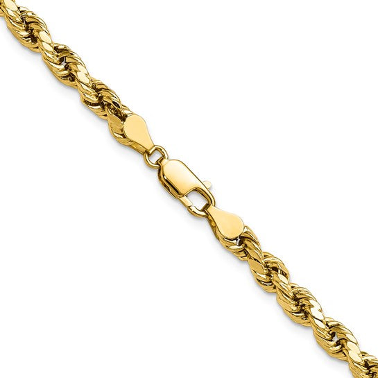 Brand New 10k Yellow Gold 5mm Semi Solid Diamond Cut Rope Chain Necklace 24"