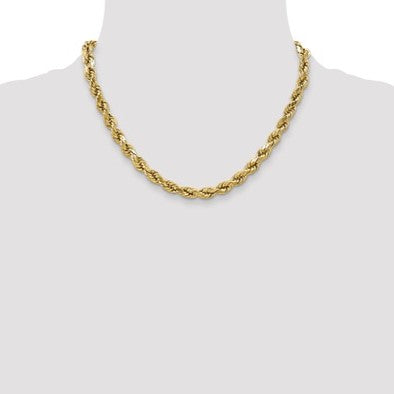 Brand New 10k Yellow Gold 5mm Semi Solid Diamond Cut Rope Chain Necklace 18"