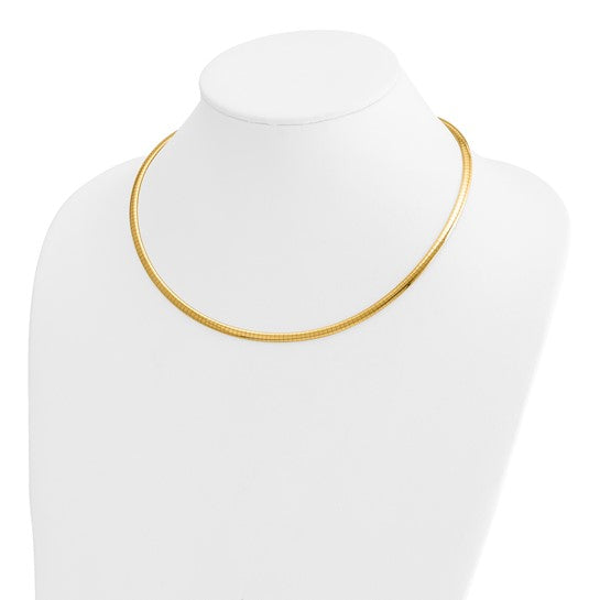 Brand New 10k Yellow Gold 4mm Domed Omega Necklace 18"