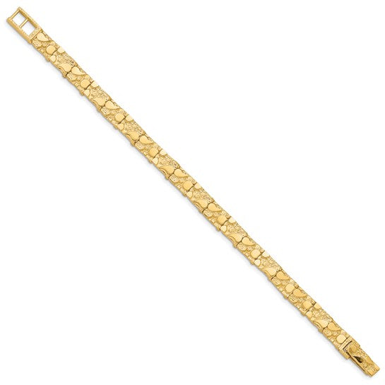 Brand New 10k Yellow Gold 7mm Nugget Bracelet 7"