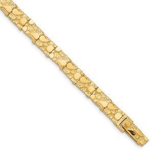 Brand New 10k Yellow Gold 7mm Nugget Bracelet 7"